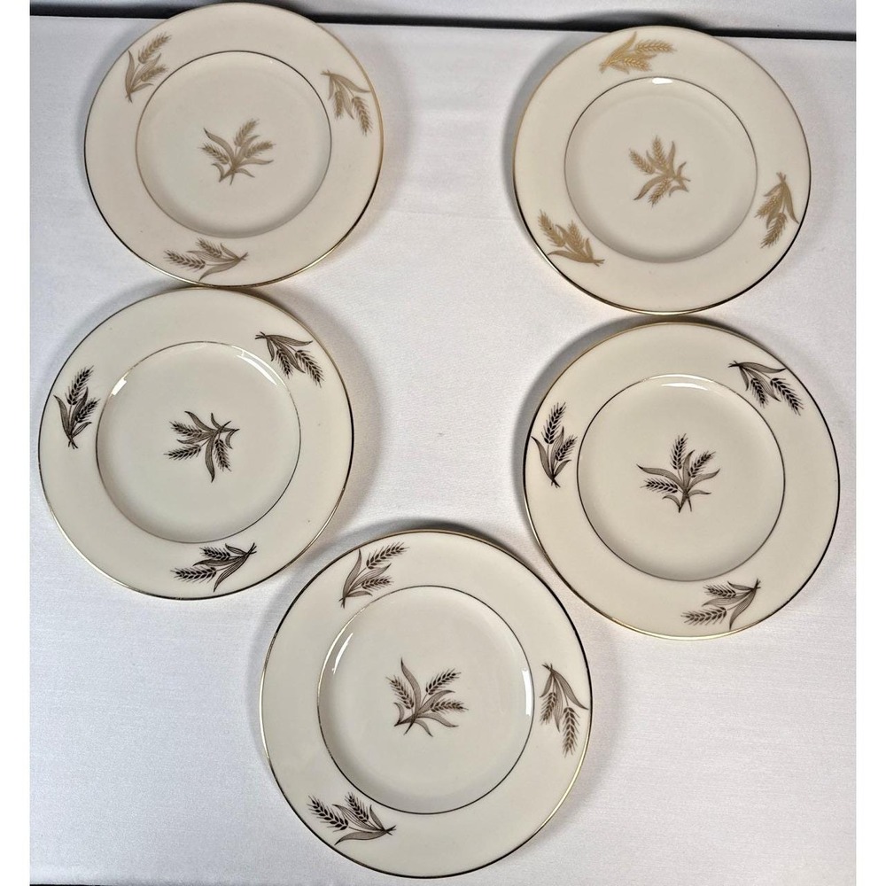 Vintage Lenox Bread Plates Harvest Pattern Set of 5 Five 6 1/4" Holiday